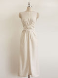 Gelad Linen Side Wrap Sleeveless Long One Piece