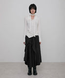 Asymmetrical Draped Layered Long Skirt