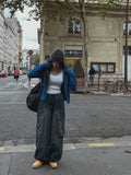 Hip 3D cargo denim banding pants