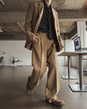 Mauve Wool Half-Banding Wide Slacks