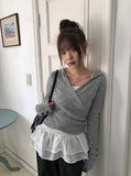 Liem Tiered Chiffon Layered Ribbed Sleeveless