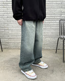 blue gray wide jeans