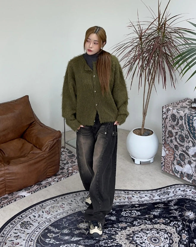 【SATIIIZ】Neo Button Balloon Denim Pants Neo Button Balloon Denim Pants - satiiiz