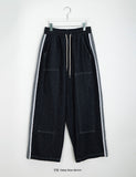 [unisex] Kochen Stitch Banding Color Matching Denim Pants