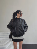 Line Washed Track Leather Jacket