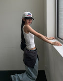 Teak stud cut ribbed sleeveless