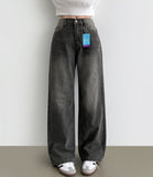 4 Season Basic Wide-Fit Washed Denim Pants