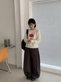 Colness Mushroom Print Wool Round Knit
