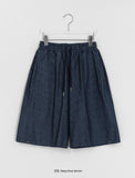 [unisex] Rimmo Snap Stripe Denim Bermuda Pants