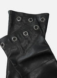 Big eyelet long boots heel