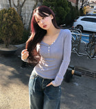 Premier Button V-Neck Long Sleeve