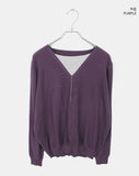Er Button Layered V-Neck Long Sleeve Long Knit