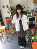 [BAONHAUS] Fahin Linen Frill Short Sleeve Blouse