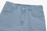 Half-bending semi-wide denim pants