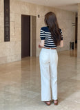 Bully Herringbone Cotton Banding Wide Pants