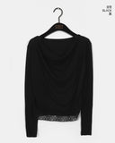 Hitol Lace Fake Layered Shirring Drape T-shirt