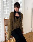Laha Angora V-neck Fur Cardigan
