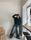 Cat mix color crop knit