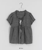 Olbe Layered Ribbon Short Sleeve Blouse