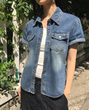Curb side pocket washed denim shirt