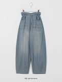 Masaru Summer Banding Wide Balloon Washing Denim Pants