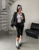 Wearing Stripe Two-Way Hooded Zip-Up