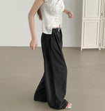 Summer Cooling Cool Pintuck Wide Banding Slacks Pants
