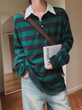 Douji stripe collar t-shirt