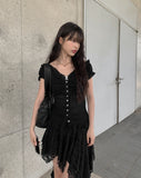 Flan Unbalanced Tiered Lace Skirt