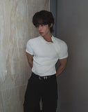 Slowy Button Muscle Fit Ribbed Short Sleeve T-shirt