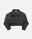 Grunge dark denim short jacket