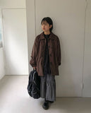 Shinpis Frill Check Long Skirt