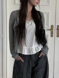 Lemin Summer Rib Round Loose Fit Long Sleeve Cardigan