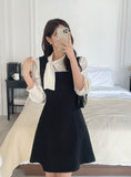 Luan Satin Pintuck Pearl Tie Blouse