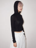 STRAP CROPPED HOOD TOP