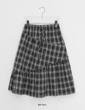 Dakonme Frill Check Banding Midi Skirt