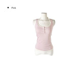 Milty Halter Color Matching Fake Layered Sleeveless