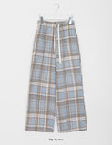 Benhi Hairy Wool Banding Check Wide Pants