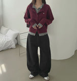 Back Point Adjust Loose Fit Wide 4-Season Cotton Pants