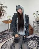 Lock embroidery hooded long sleeve