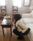 Waring Two Way Angel Fur Hood Knit Zip-up