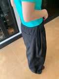 Maroon Side Button Wide Denim Pants