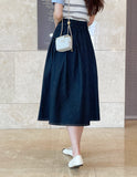 Aven Raw Denim Banding Flare Skirt