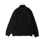 High neck knit zip-up cardigan