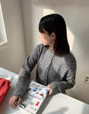 Item dot punching wool knit cardigan