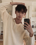 Rubber Velour Double Henley Neck Knit