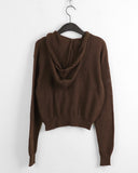 Tilts Y2K Knitwear Semi-Crop Hood Zip-Up Cardigan