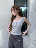 Mue Button Ribbed Sleeveless