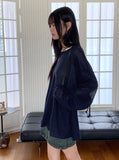 Lopeun boat neck net loose fit long sleeve knit