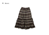 Hippo Check Frill Tiered Long Skirt